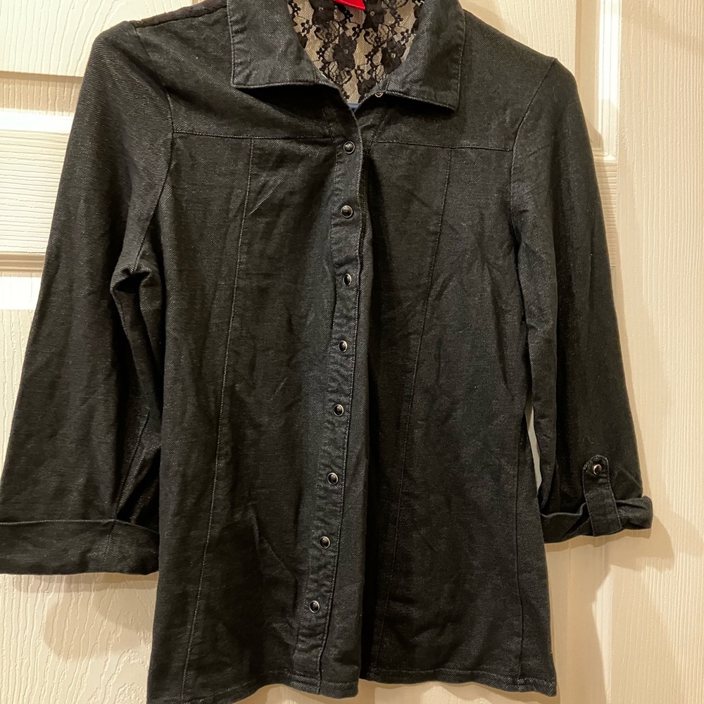 Body Central Charcoal Button-Up Blouse